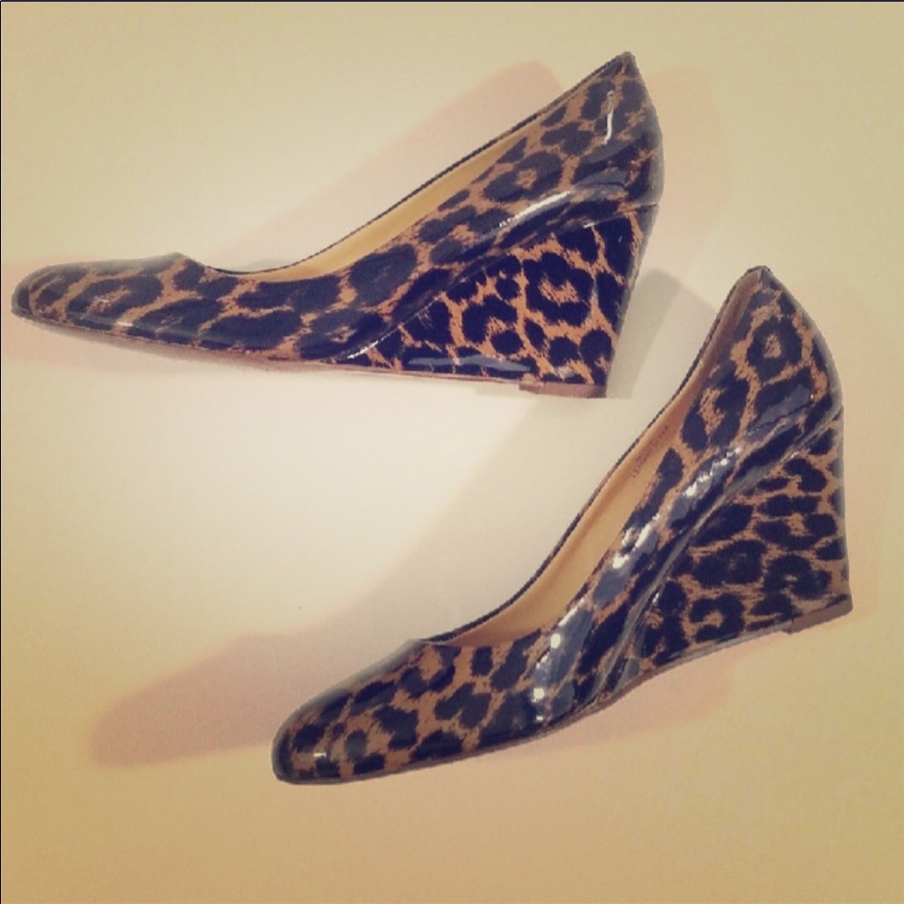 Patent Leopard J.Crew Wedges